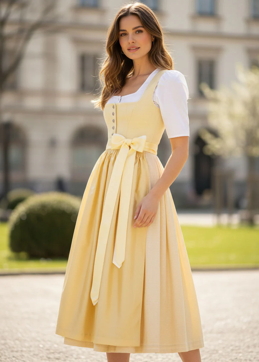 Leinendirndl Irmi Buttergelb (lang) - Image 3